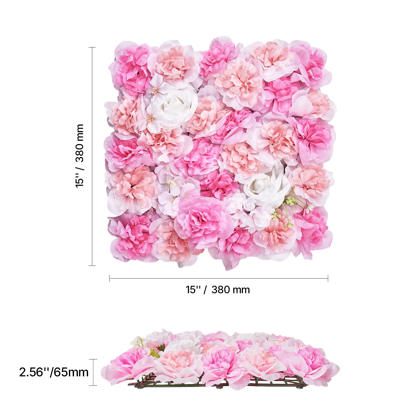 Uimoso 12PCS15x15 in Artificial Flower Wall Panels for Wedding and Privacy Decor