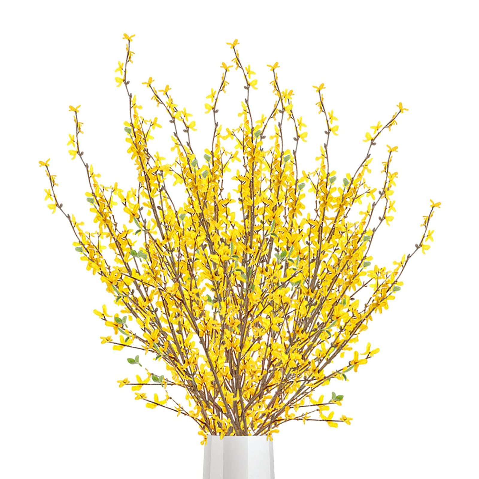 6Pcs Artificial Forsythia Flower Branches 39 Inch Long Faux Yellow Jasmine Ar…