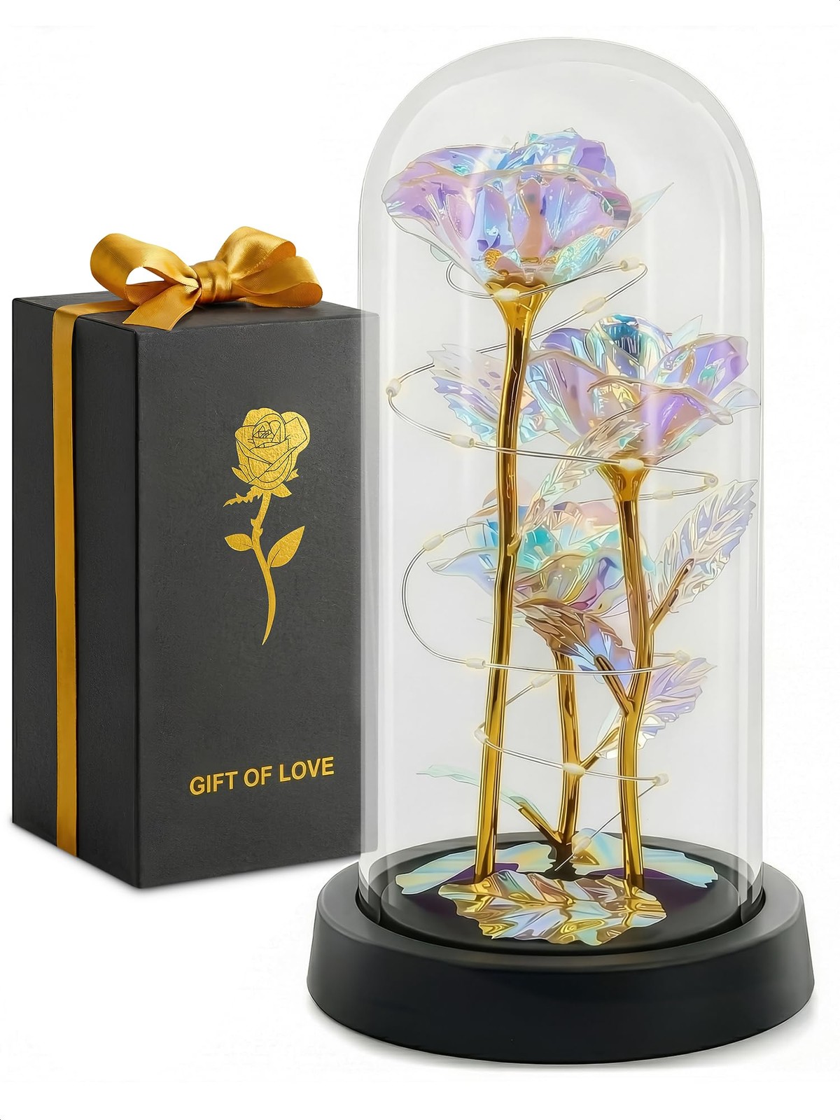 LED Light Up Rose in Glass Dome in Gift Box — Gifts for Mom, Grandma, Wife & …