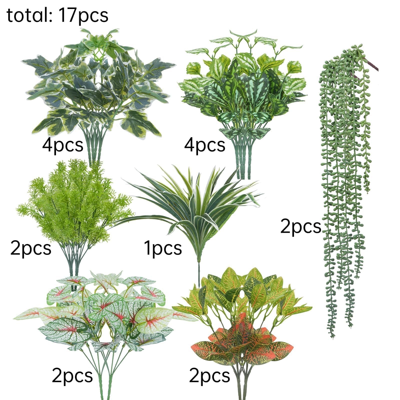 Luabue 17Pcs Artificial Greenery for Outdoors UV Resistant, Faux Greenery for…