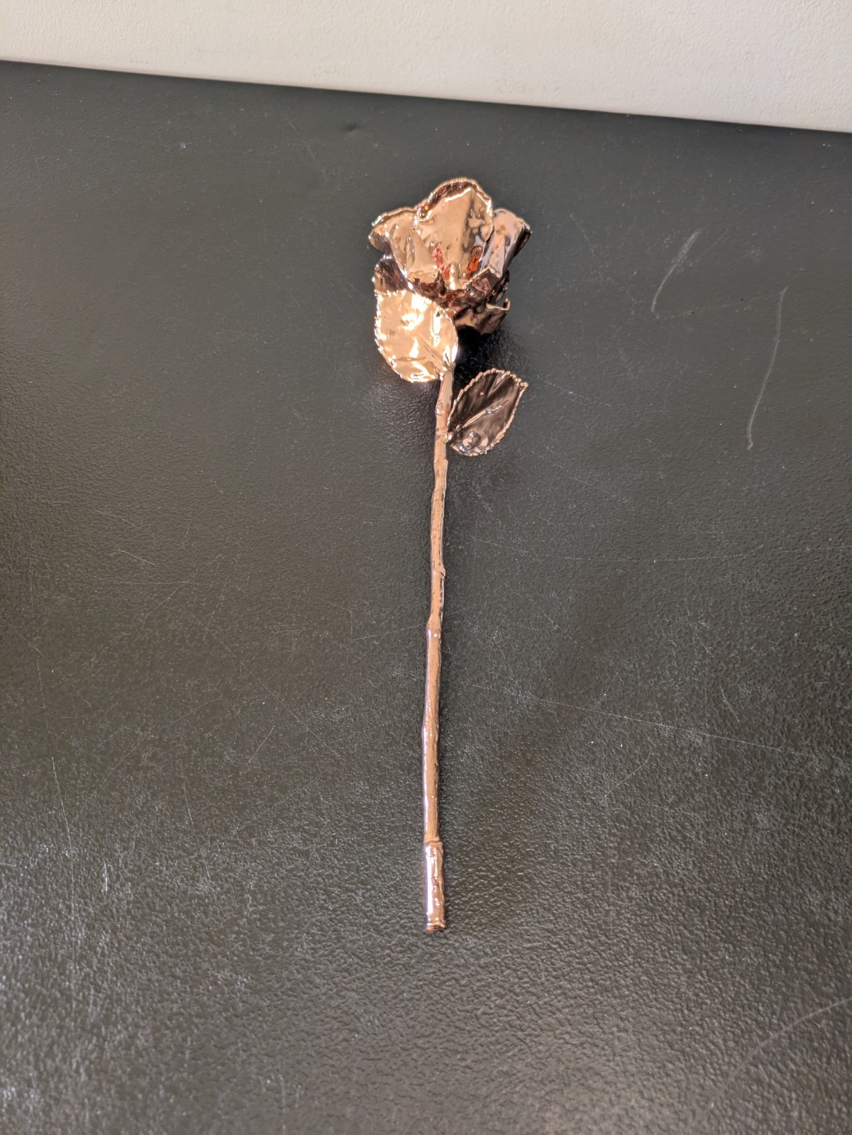 The Forever Rose Gold 24 Karat Dipped REAL Preserved Flower w Certificate 12″ In