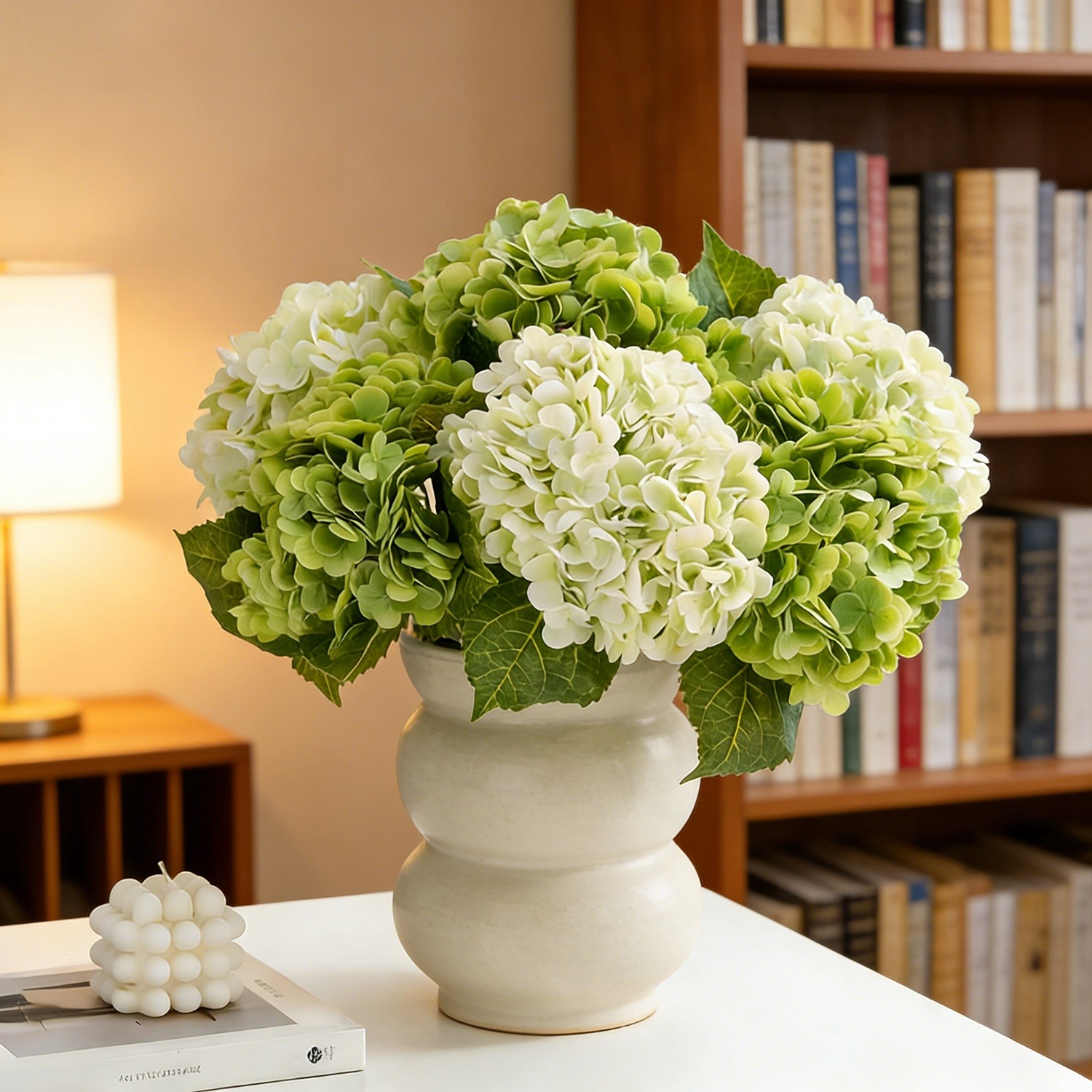 4-Pack Real Green Artificial Hydrangea Flowers, 20″ Faux Hydrangea Stems1147