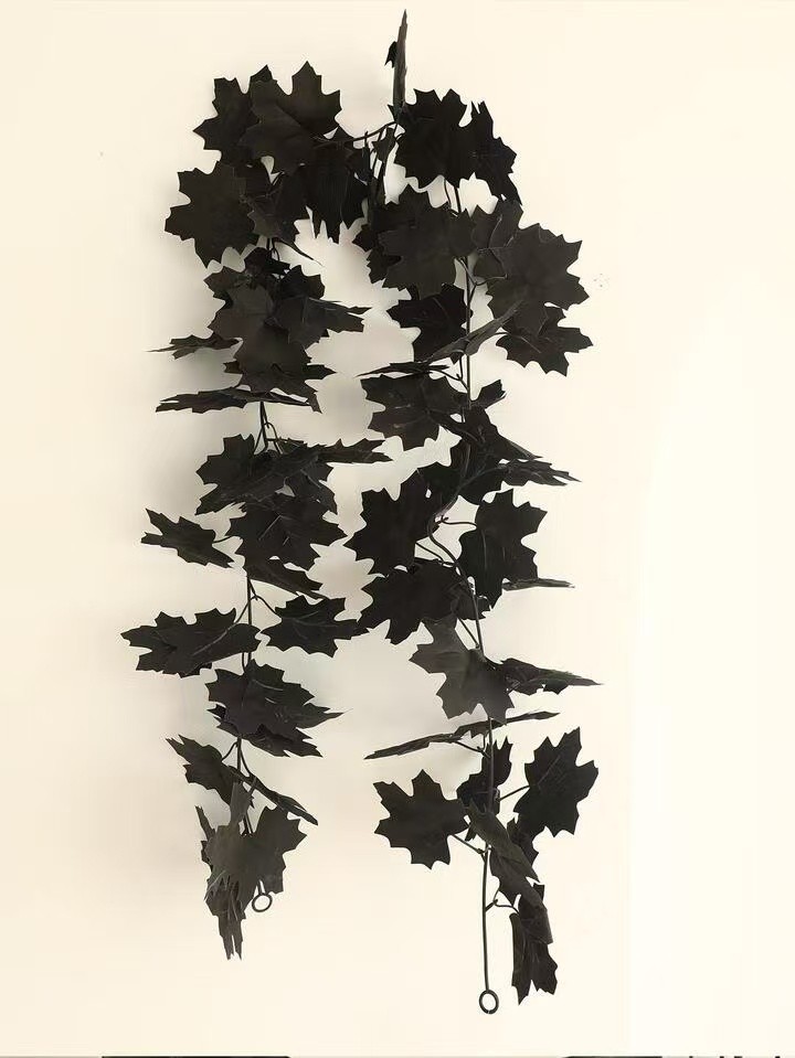 Halloween Artificial Maple Leaf Lifelike For Decorating Home/Wall Black