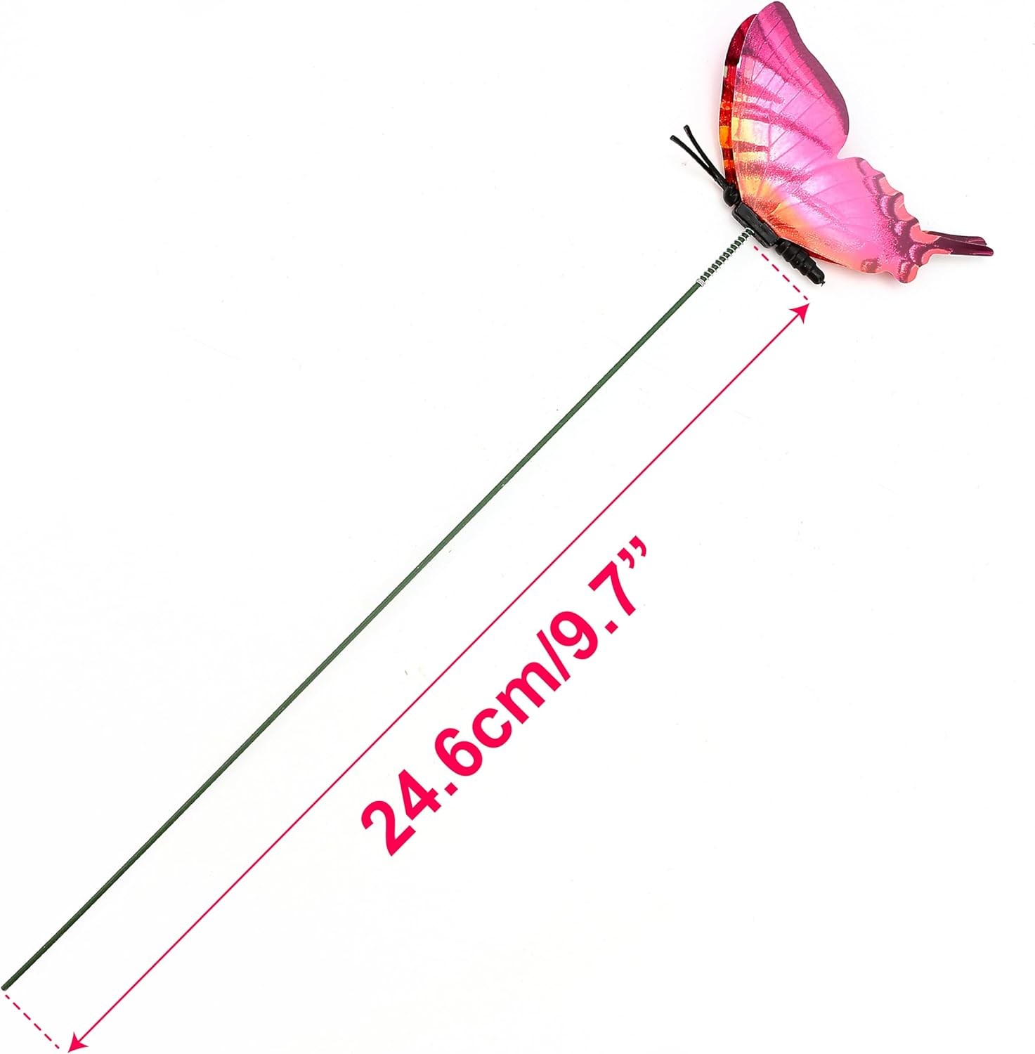 12pcs Pink Butterfly Plant Stakes Garden Decor Metal Flower Pot Sticks