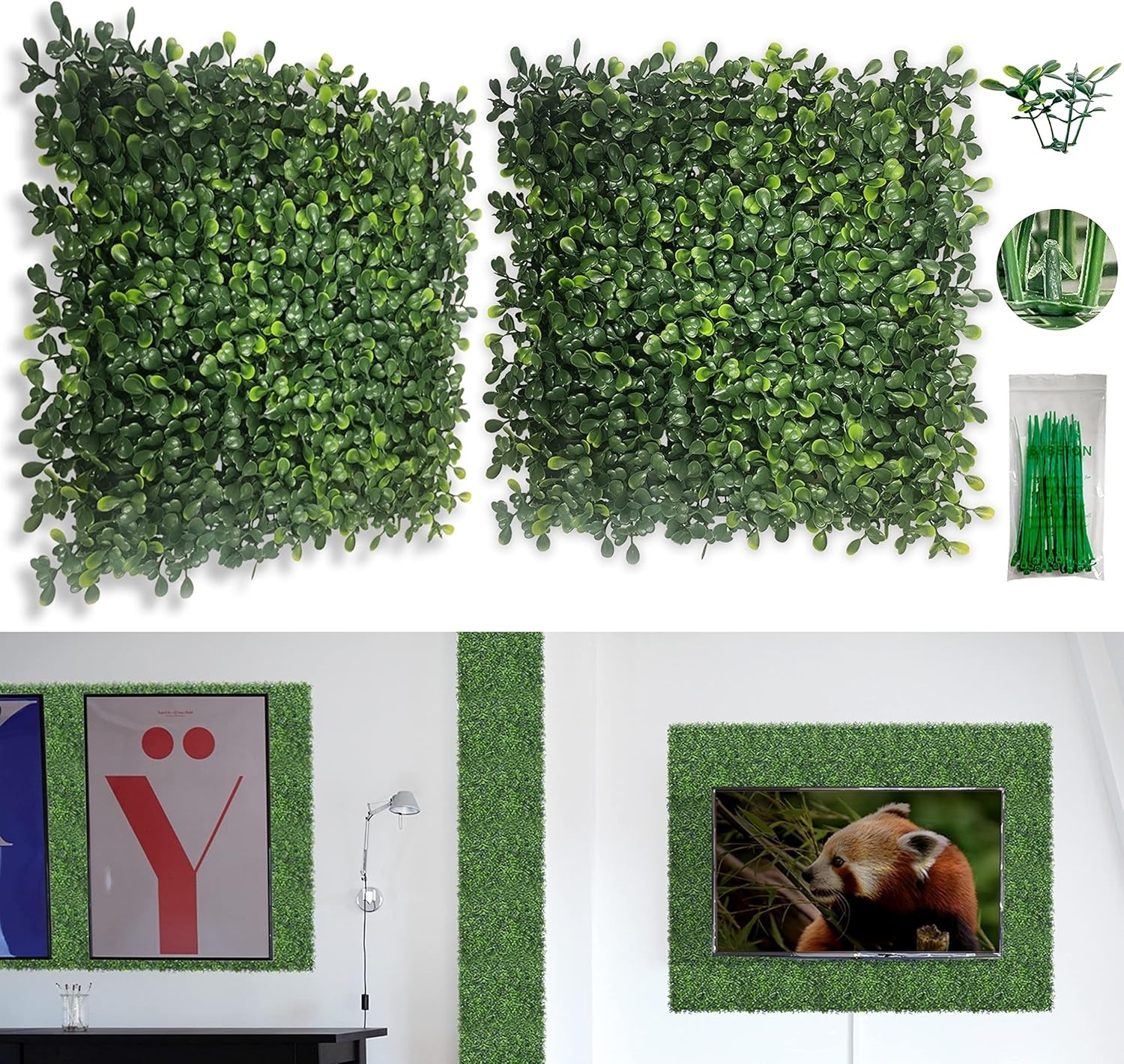 Versatile 10″x10″ Faux Green Wall Panels – 12 Pcs for Ultimate Home Decor Style