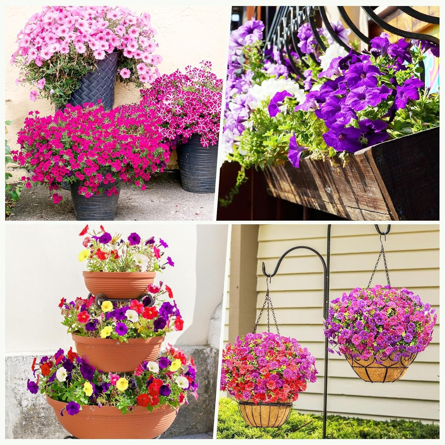 Artificial Flowers for Outdoors, 14 Bundles Fake Outdoor Flowers, UV Resistan…