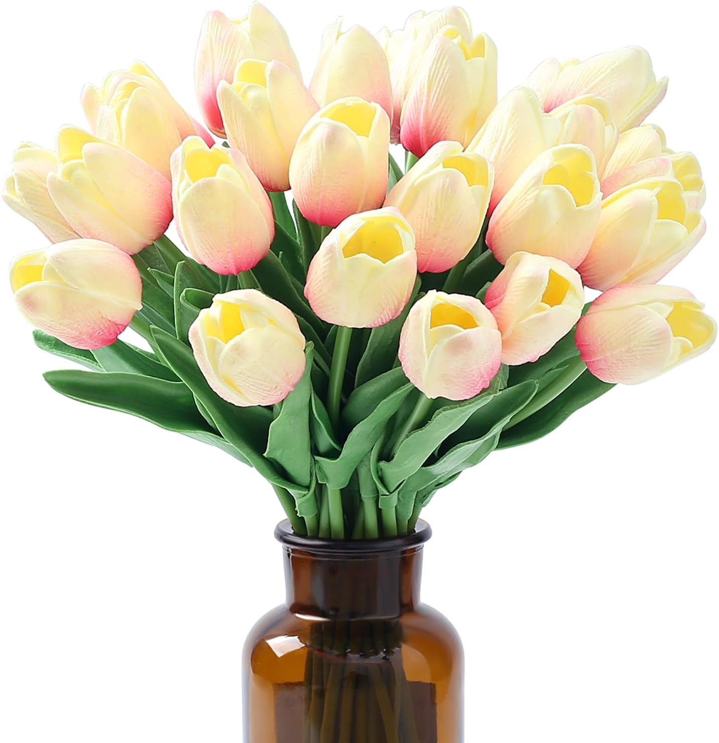 15Pcs Tulips Fake Pink Artificial Flowers Real Touch 14″ PU Flower for Home Deco