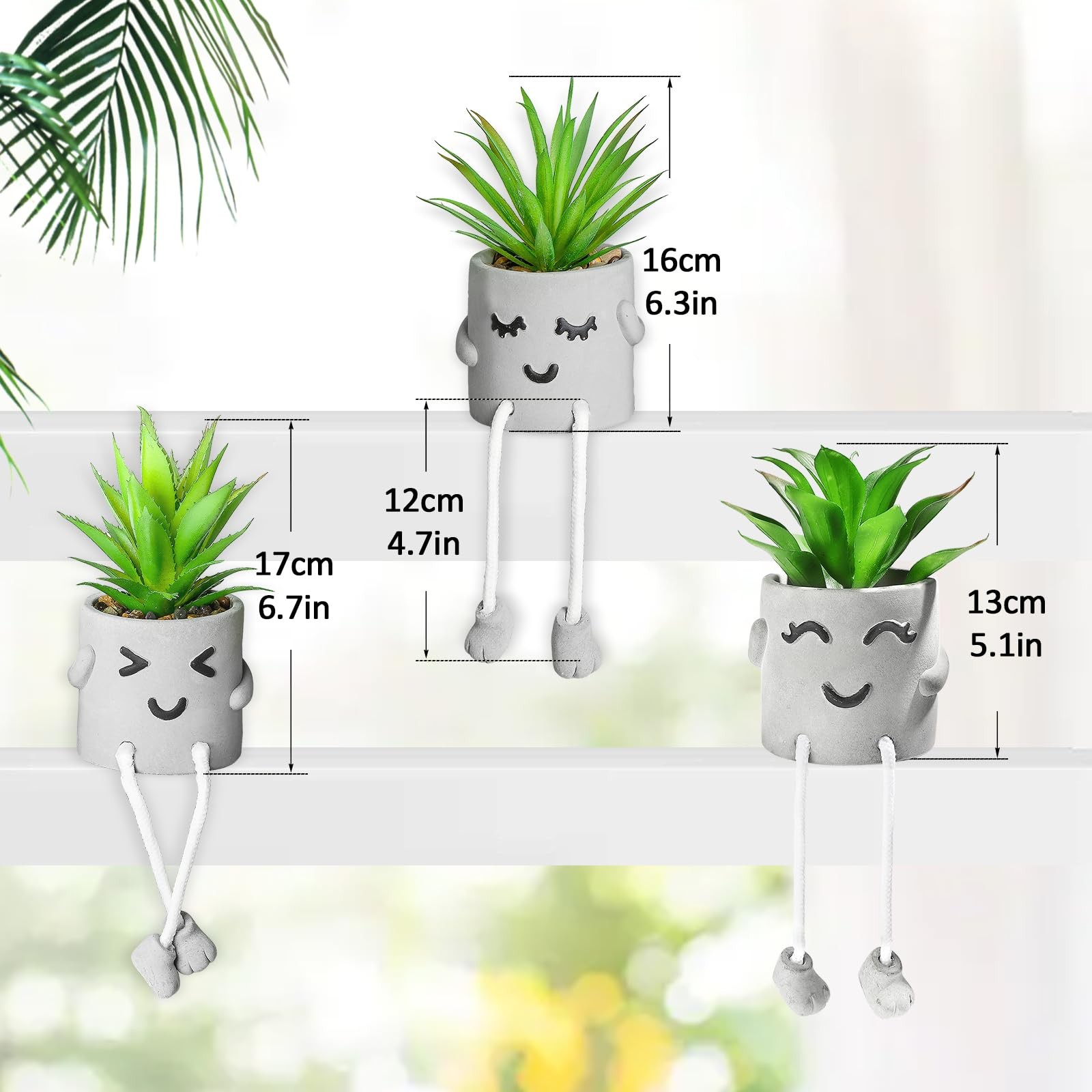 3 PCS Creative Artificial Mini Fake Succulent Emotional Cement Potted Plant