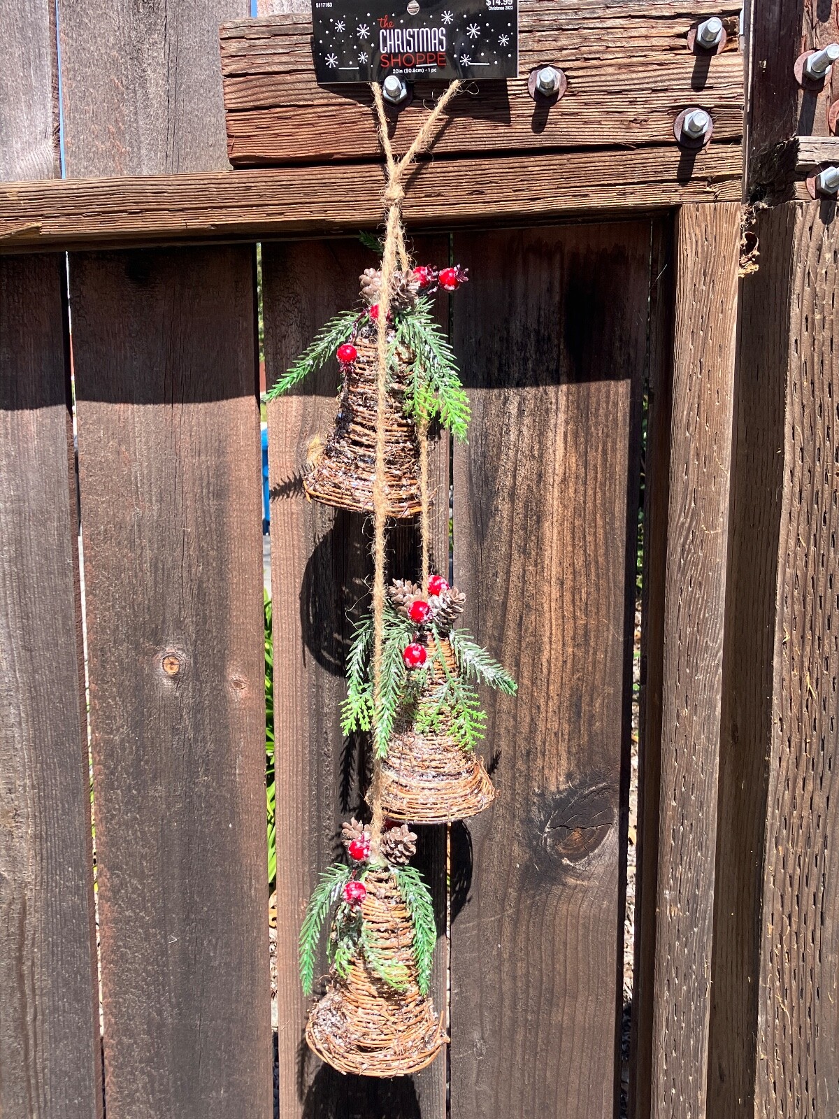 “CHRISTMAS SHOPPE”, PEGGED TREE DECOR RUSTIC COUNTRY FOR HOLIDAY DECOR.