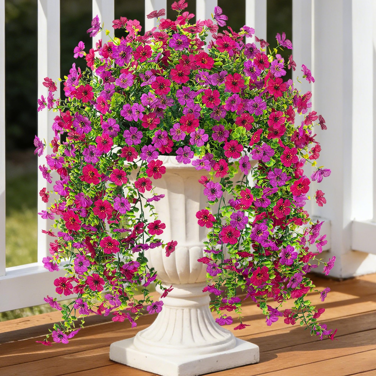 Ammyoo 2Pcs Fake Hanging Flowers for Outdoor Decoration Artificial Hanging Fl…
