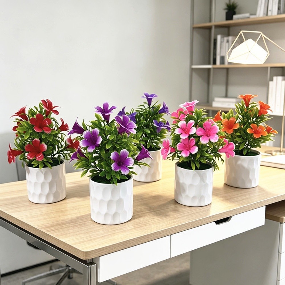 9-Stem Artificial for lily Flower Arrangement in White f Living Room or Cafe