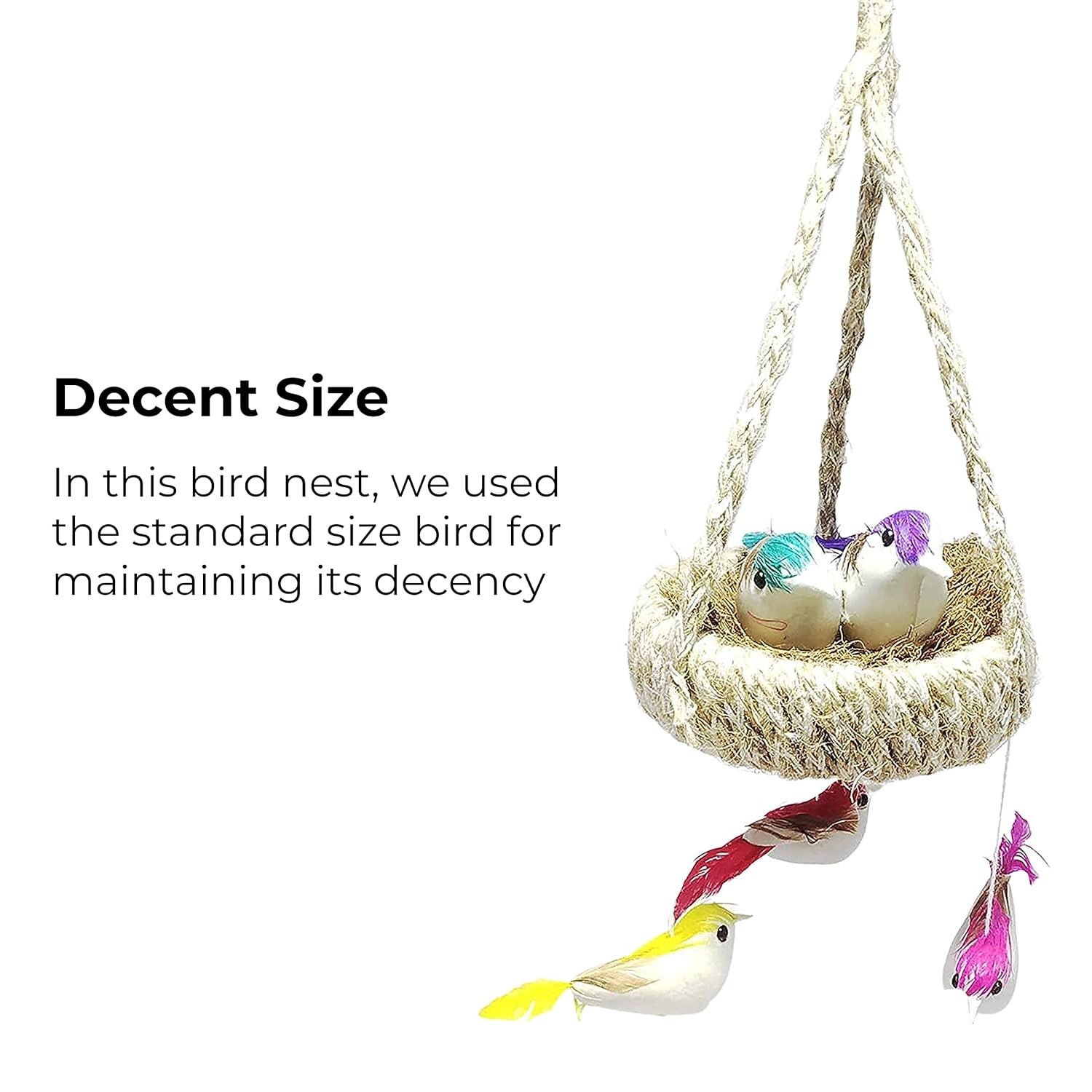 Handmade Artificial Hanging Nest with 5 Birds Jhumar Showpiece Chidiyan