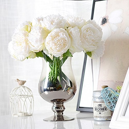 Artificial Peony Flowers 2 Bouquets Silk Floral Decor for Home Event