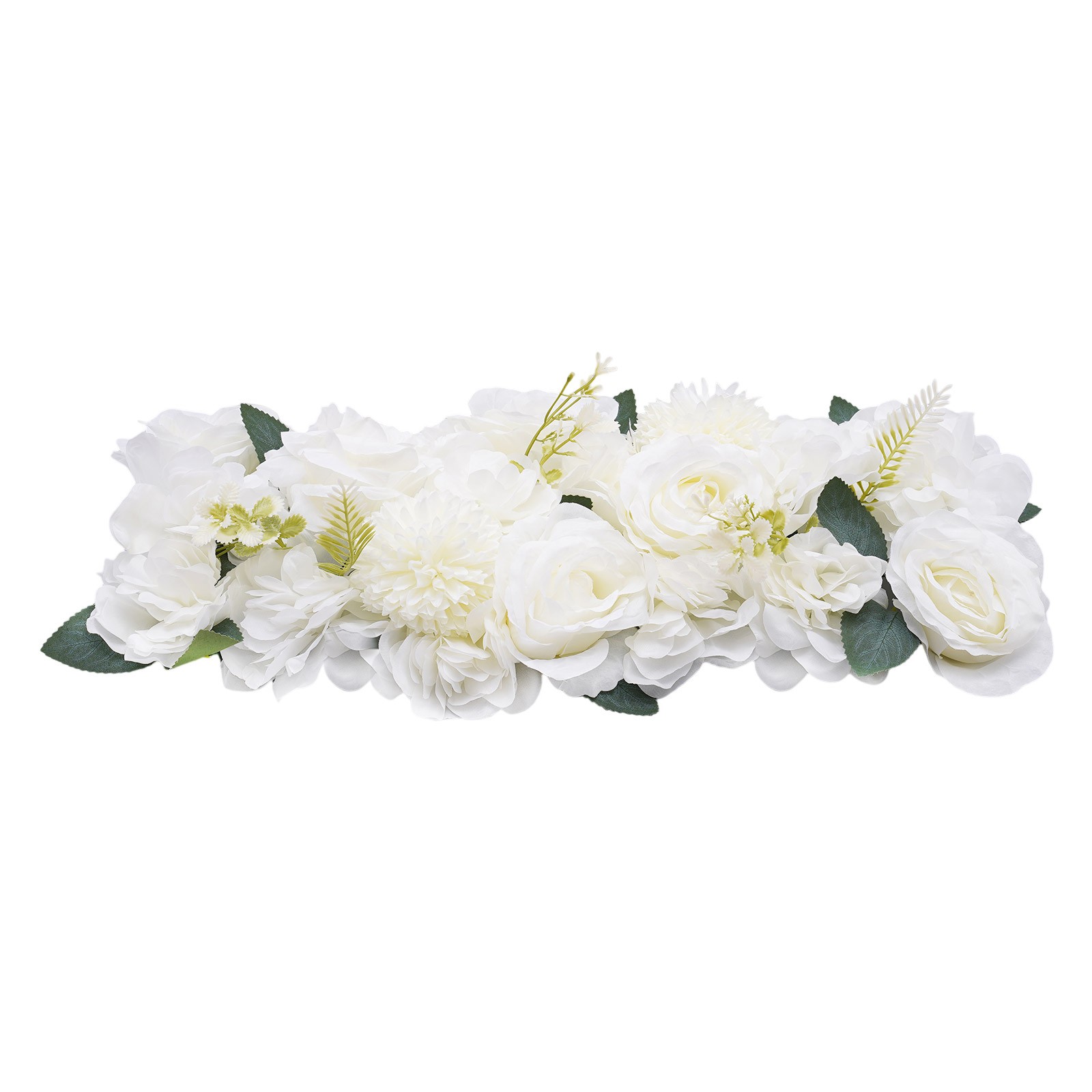 10Pcs White Artificial Rose Flower Table Runner Sweetheart Table Reception Decor