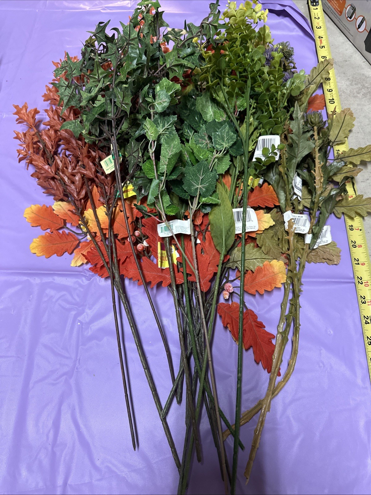 #A11 Lot 1 artificial flowers and leaves for decorations 3+ lbs