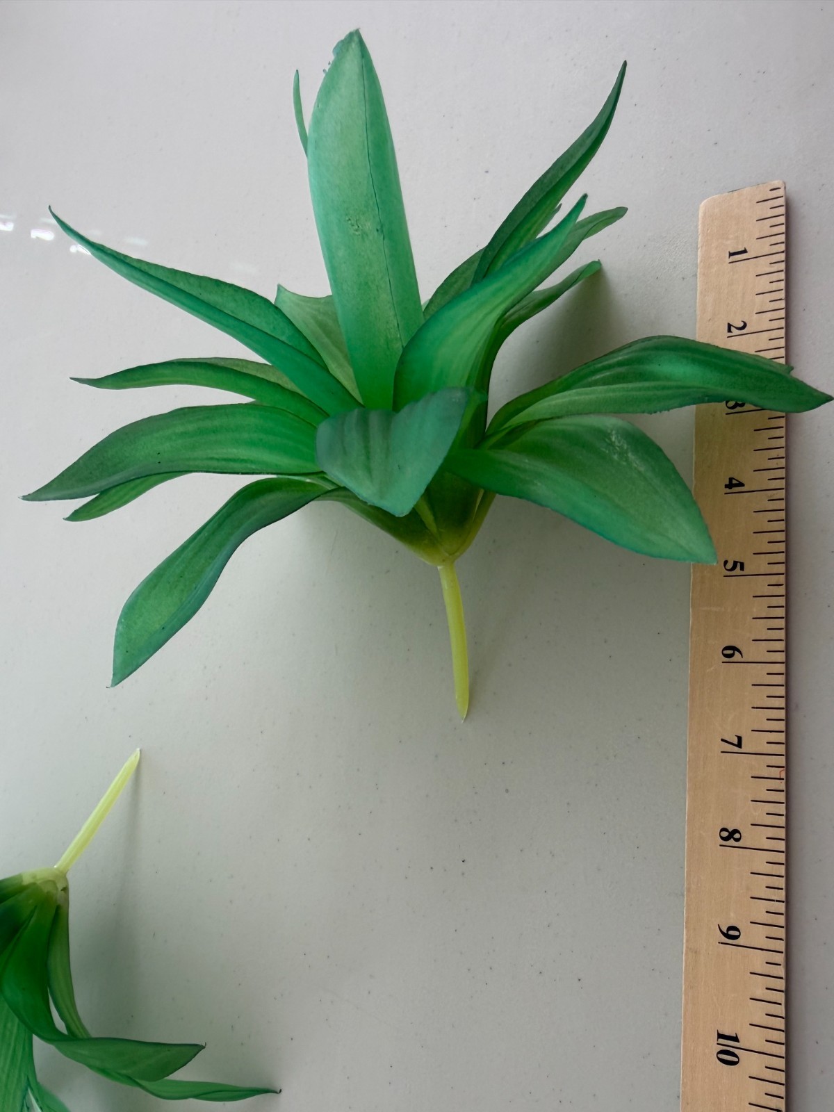 Lot 2 Faux Dracaena or Bromeliad artificial plastic plant picks (Sh17)