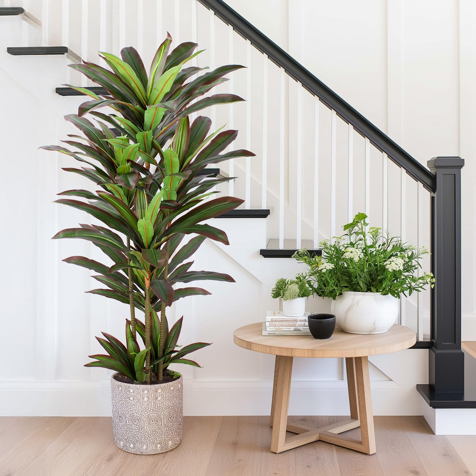 FLOWORLD Dracaena Artificial Plant 5ft Red Yucca Silk Tree Faux Plants Indoor…