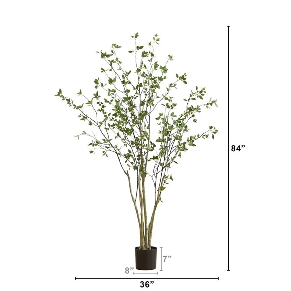 Pemberly Row Traditional 7ft Minimalist Citrus Artificial Tree in Green