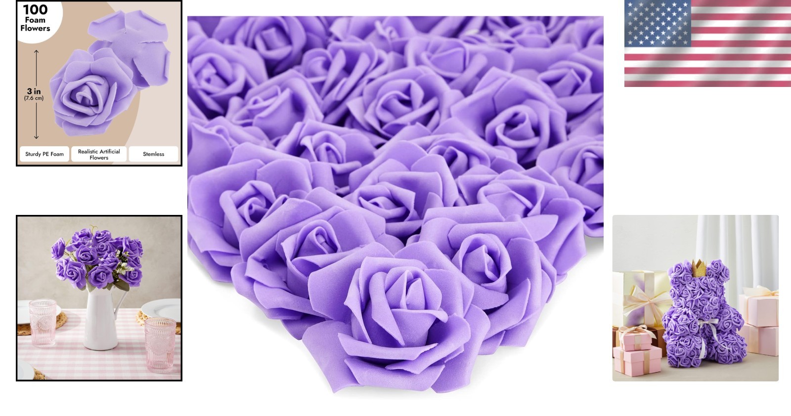Maintenance-Free Stemless Artificial Roses – 100-Piece Set for Home and Events
