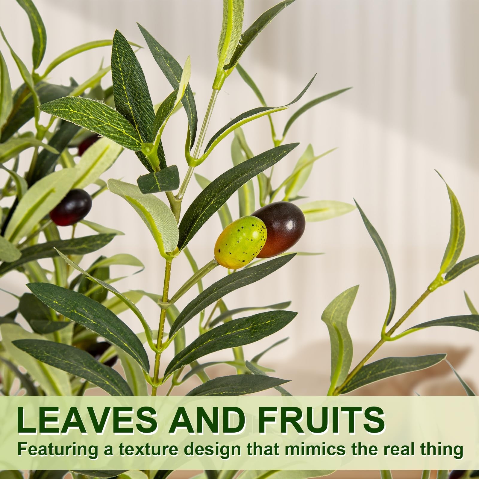 5FT Tall Artificial Olive Tree with White Planter – Faux Indoor Plant, Lifelike