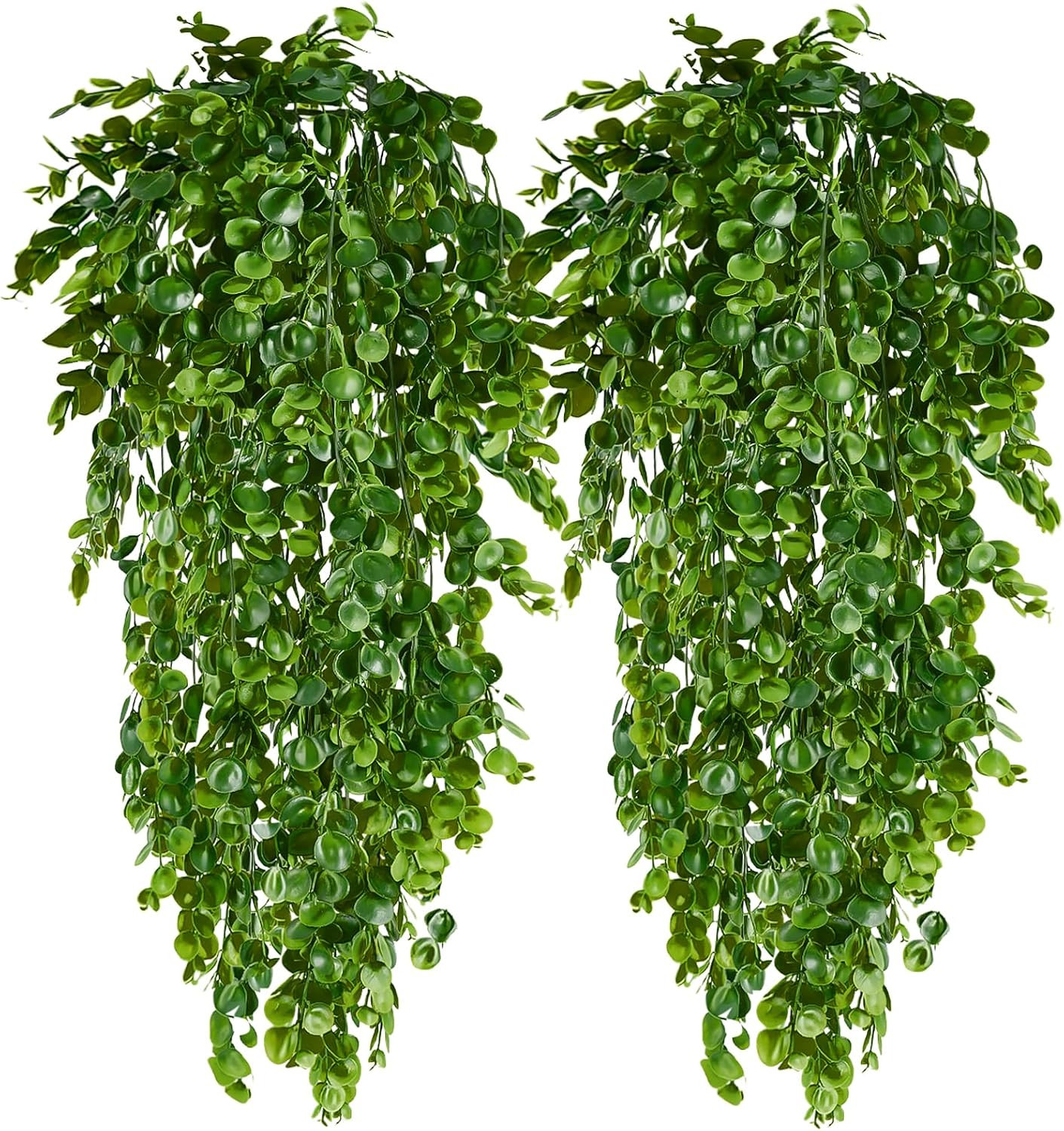 2Pcs Fake Hanging Plants Faux Greenery for Outdoor Planters Wall Plants Hanging
