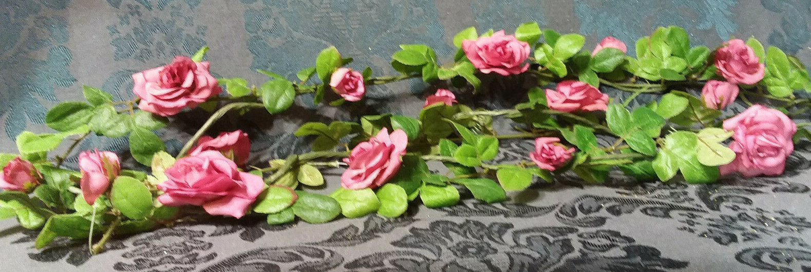 Home Interiors Petite Pink Mauve Wild Rose Garland/Wired/6 Feet Long/ New