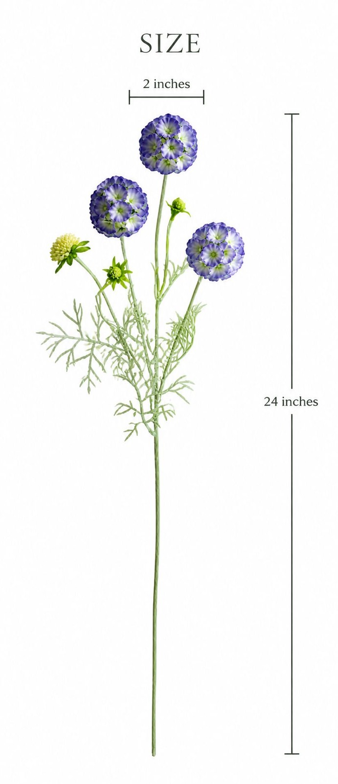 Artificial Scabiosa Flower Stems Purple Blue Faux Wildflower Cottage Floral Fill