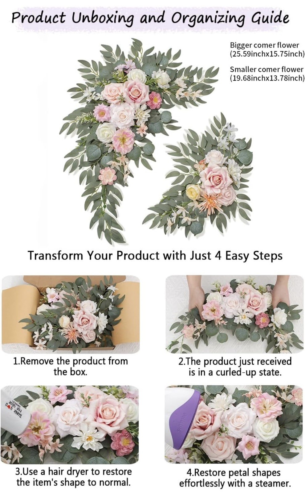 Artificial Wedding Arch Flowers Kit Lifelike Silk Foam Decoration Events New