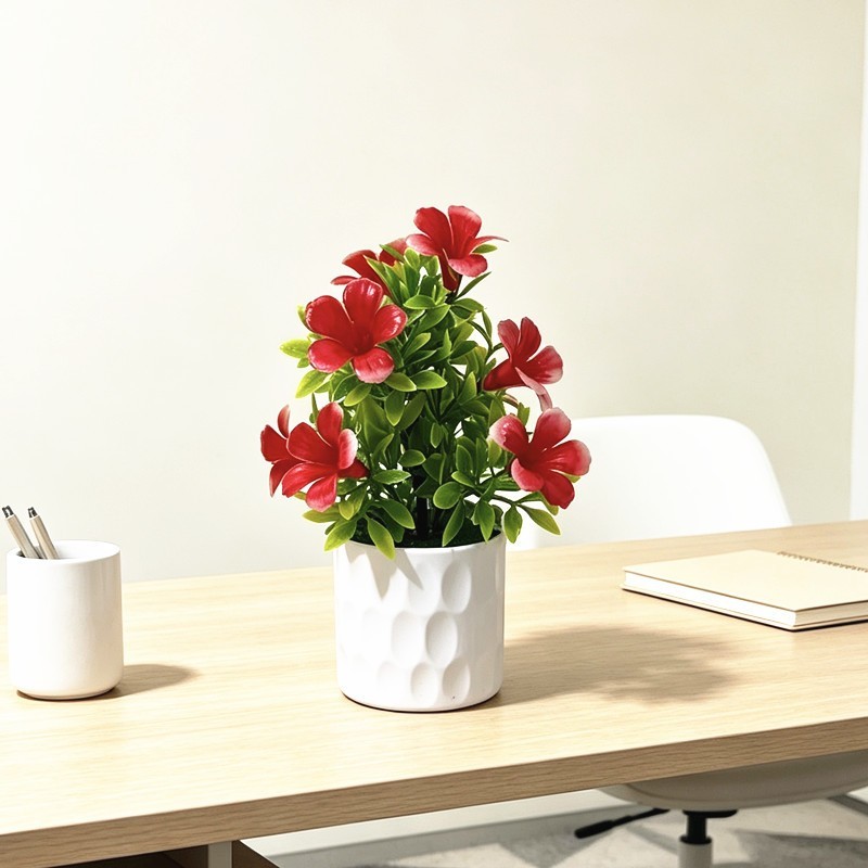 9-Stem Artificial for lily Flower Arrangement in White f Living Room or Cafe
