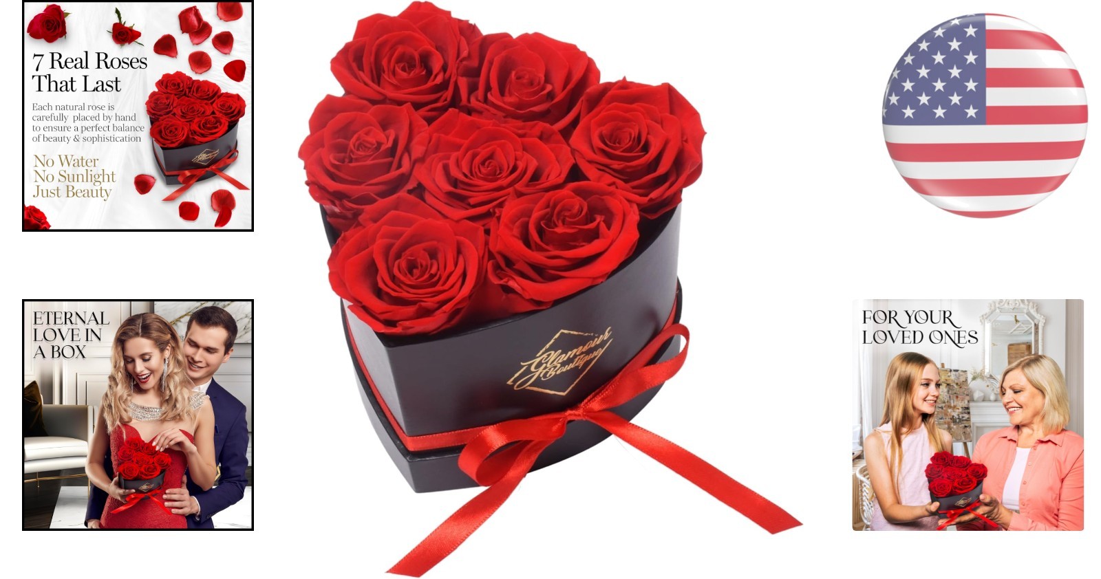Forever Roses Gift: 7 Elegant Red Roses in Heart Box – No Maintenance Required