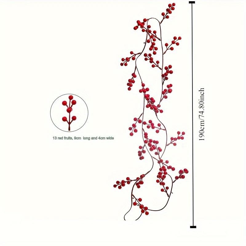 1pc 190cm Artificial Cranberry Vine, Christmas Dining Table New Year Engagement