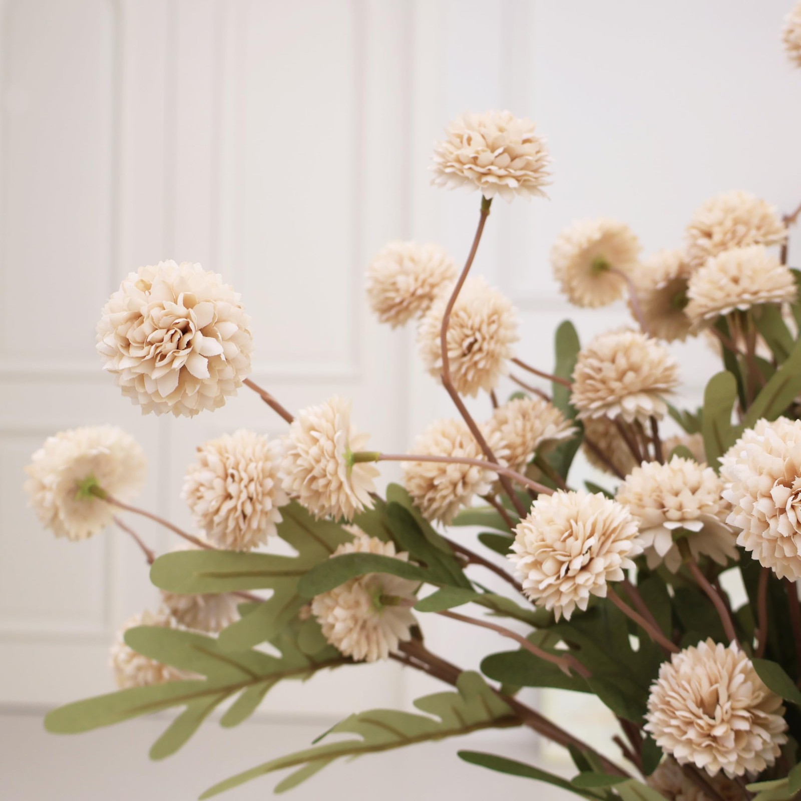 12Pcs Fake Kiku Flowers, Artificial Small Chrysanthemum Balls with Stems, Fau…
