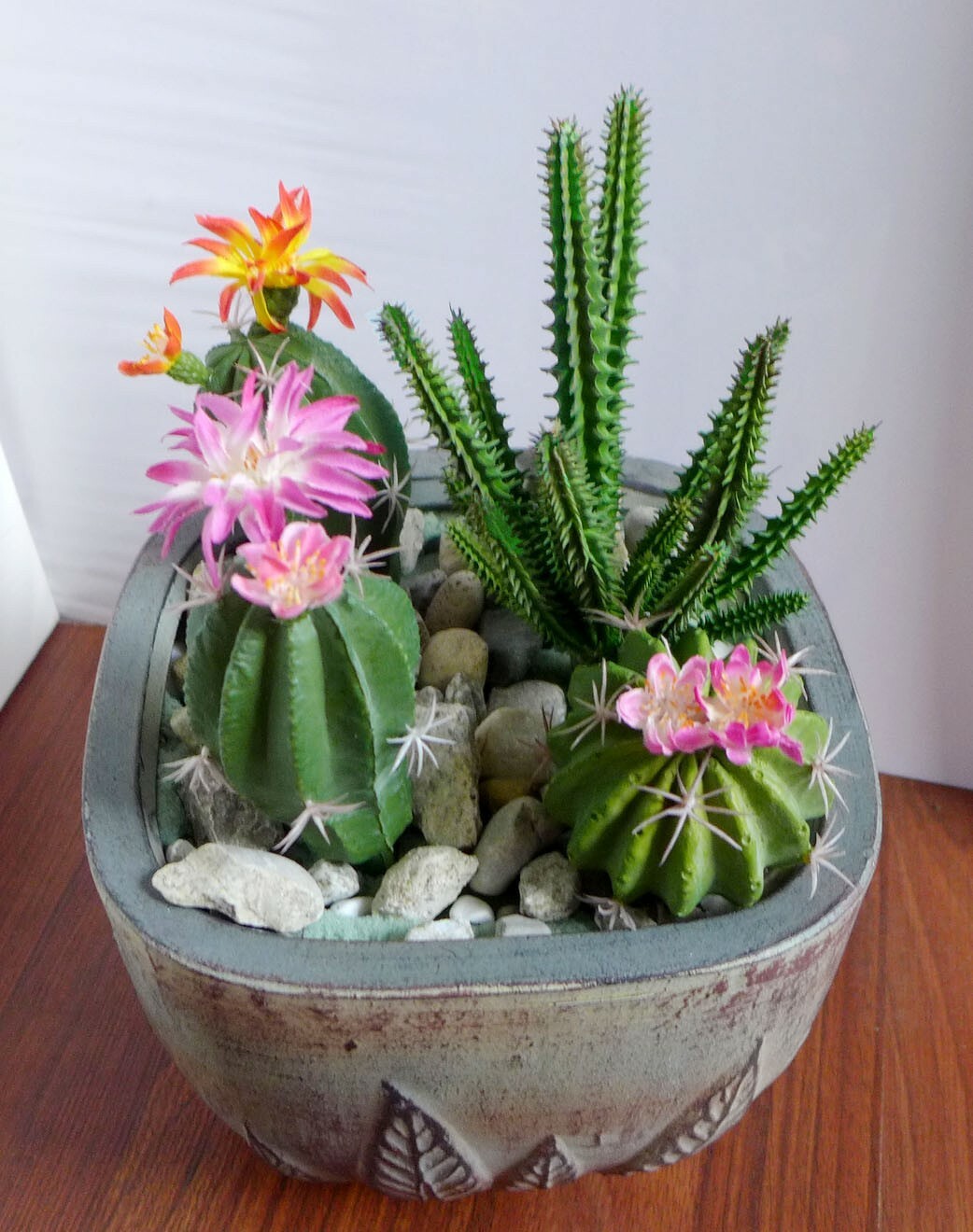 Set of 4 Three Different Artificial Succulents Plants Desert Cactus (#96)