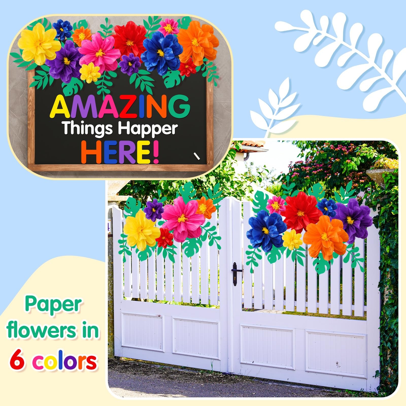 40 Pcs Mexican Giant Paper Flowers Leaves Set, 24 Pcs Large Mexico Tissue Pap…