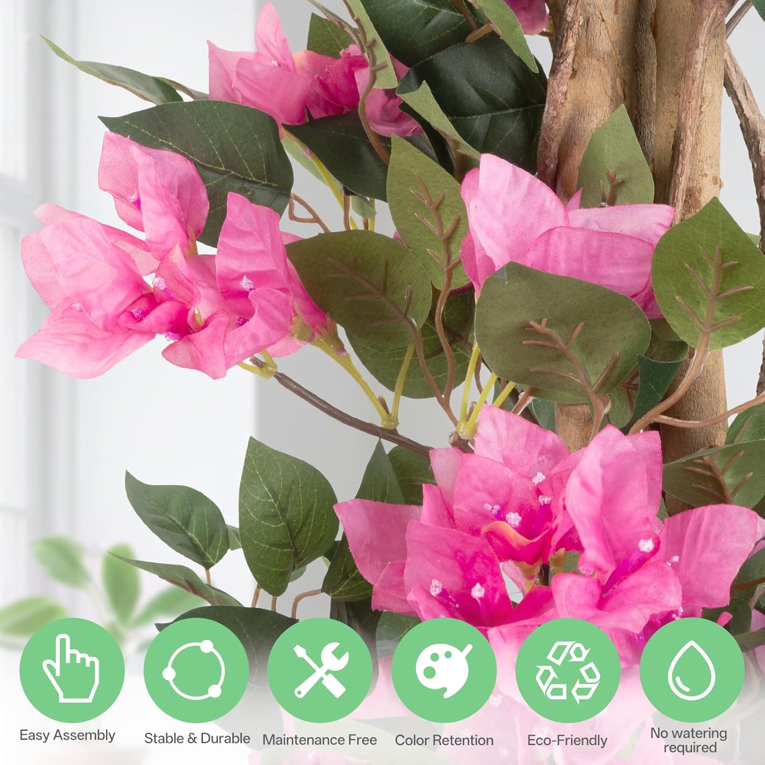 2Pack 5FT Pink Bougainvillea Trees – Faux Silk Indoor/Outdoor Decor