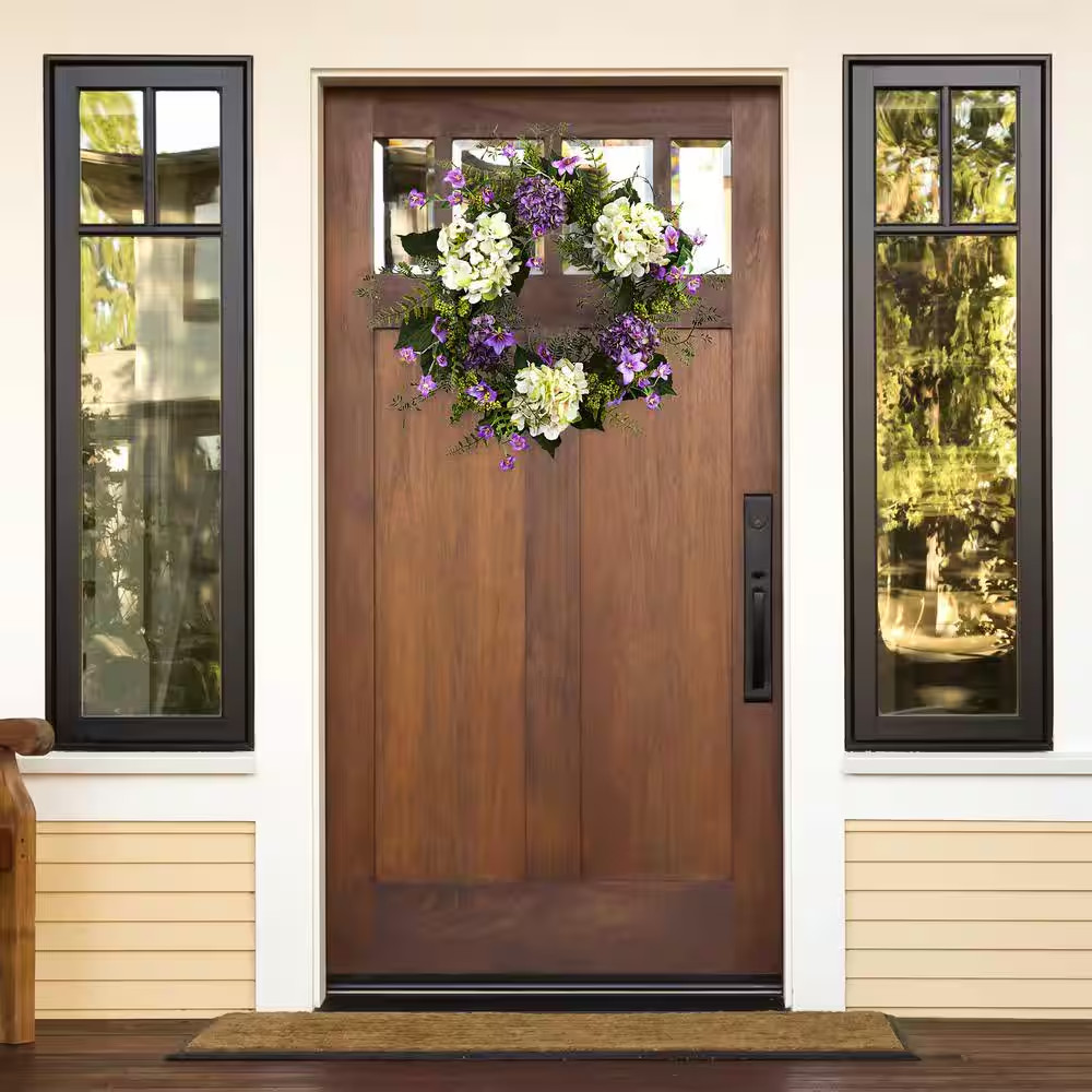 24 In. Indoor Artificial Hydrangea Berry Wreath