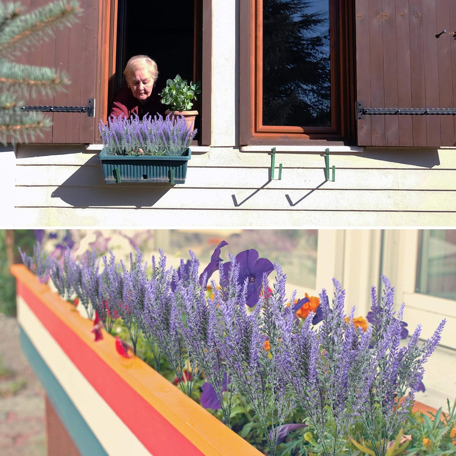 10PCS Purple Artificial Lavender Flowers Faux Plants for Indoor & Outdoor Decor