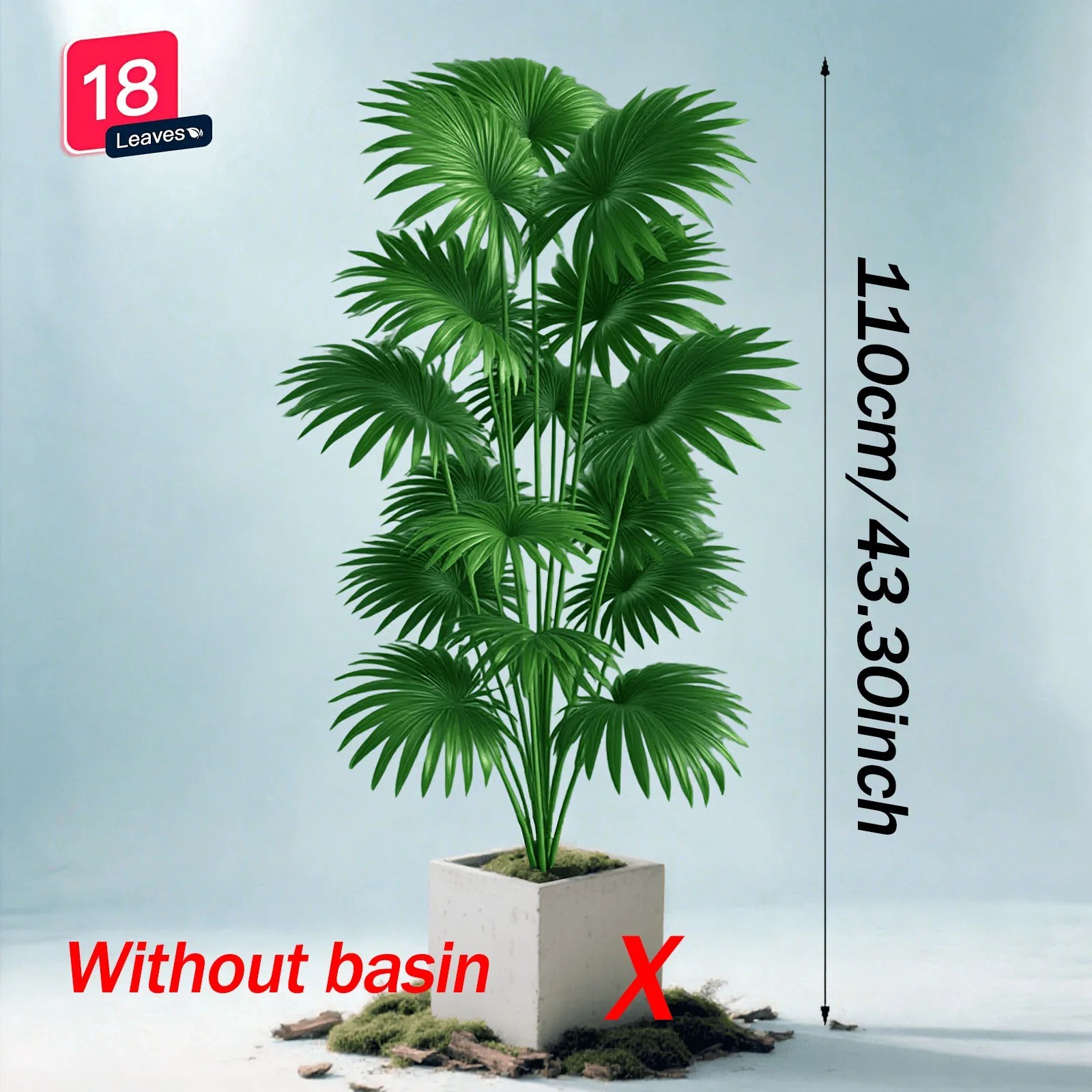 43.3in Artificial Palm Tree Large Fake Tropical Plant Indoor Outdoor No Pot