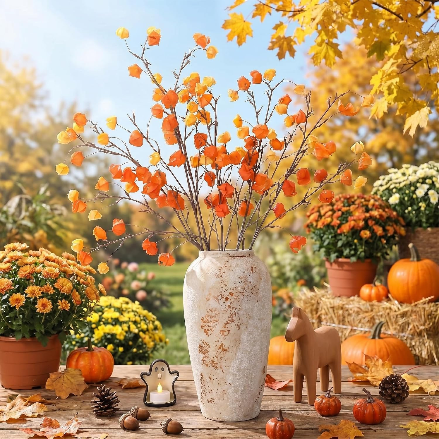 32″ Artificial Chinese Lantern Flowers – 6 Pcs Fall Decor for Vases