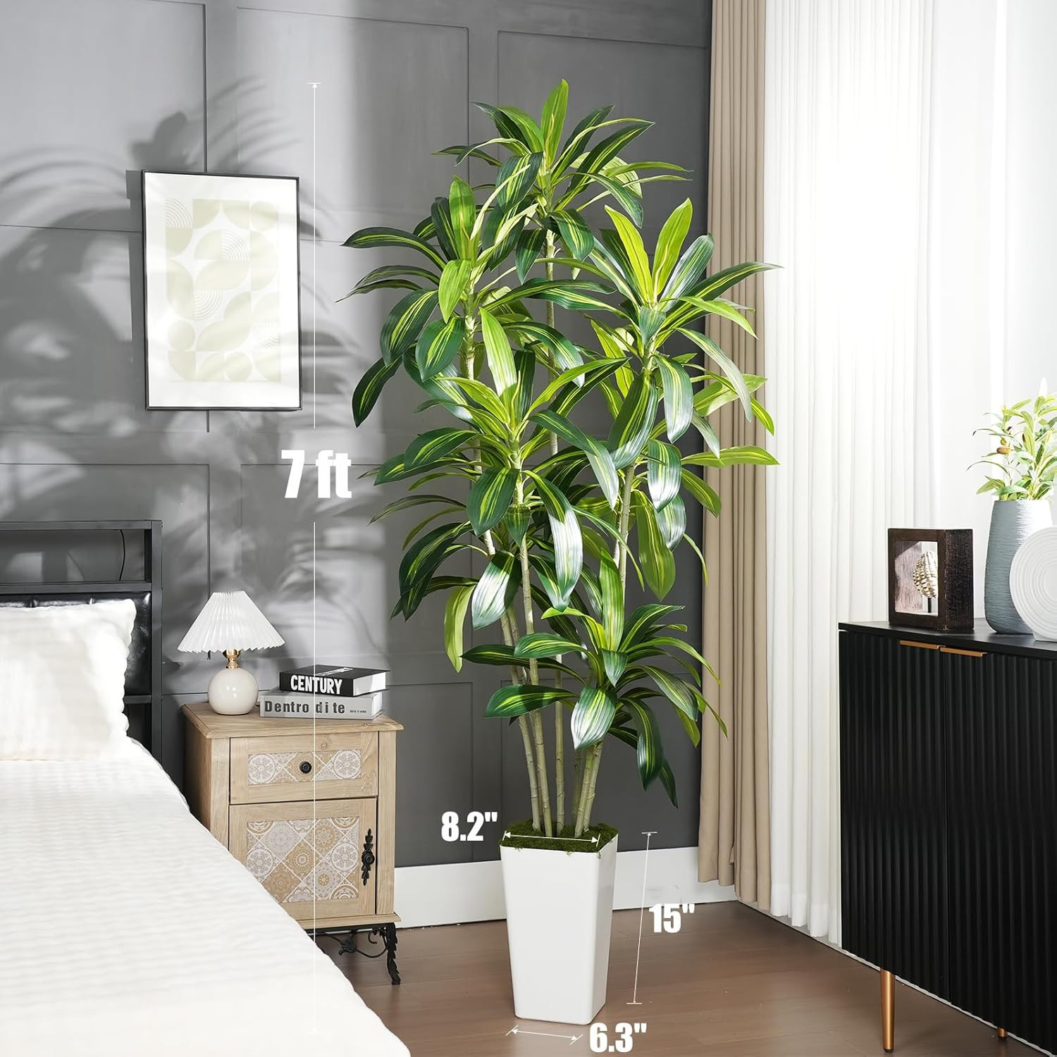 7Ft Dracaena Artificial Tree – Real Touch Faux Plant for Home & Office Decor
