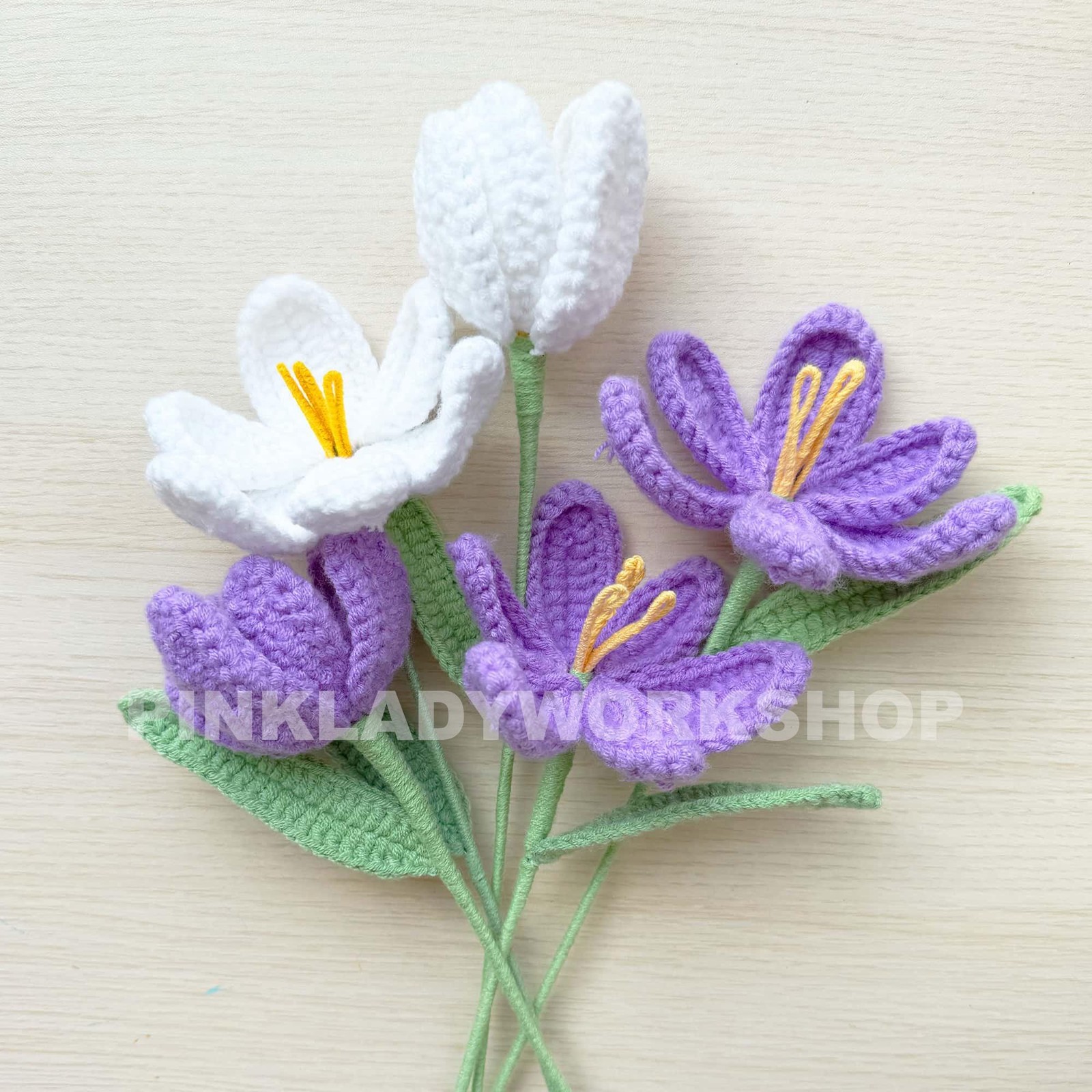 Handmade Crochet Tulip Flower Stems (no vase) | Pink | Bouquet | Gift for Mom