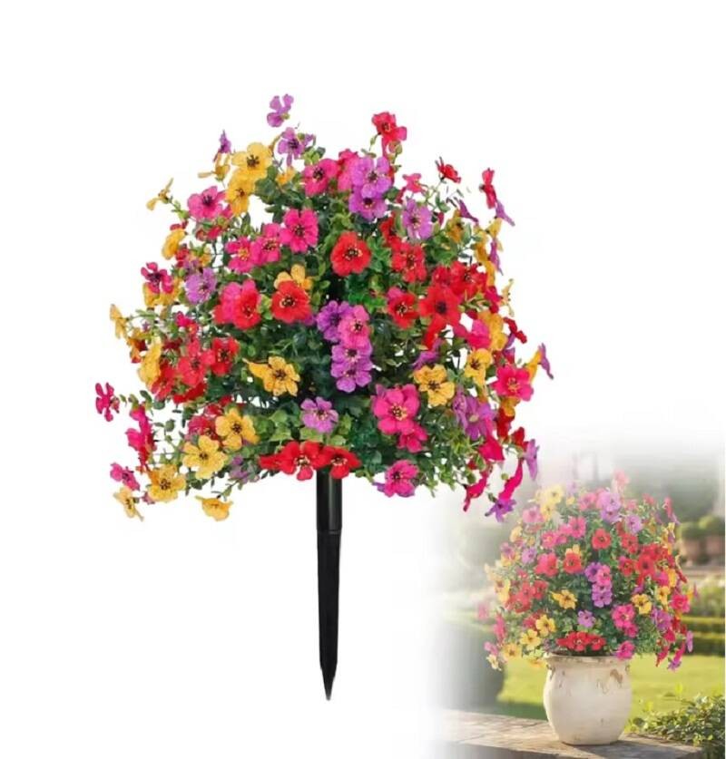 Artificial Flowers Garden Patio Yard Decor with Ground Spike Fake Plants