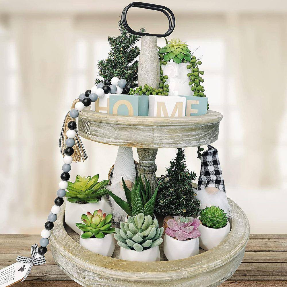 22-Piece 4 In. Bulk Green Indoor Artificial Succulents Unpotted Assortment