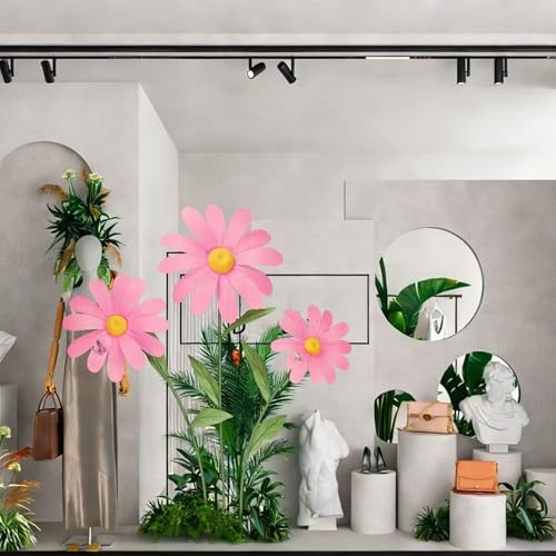 Giant Daisy Flowers Artificial 5.9 Ft Large Fake Daisies Spring Wild Pink