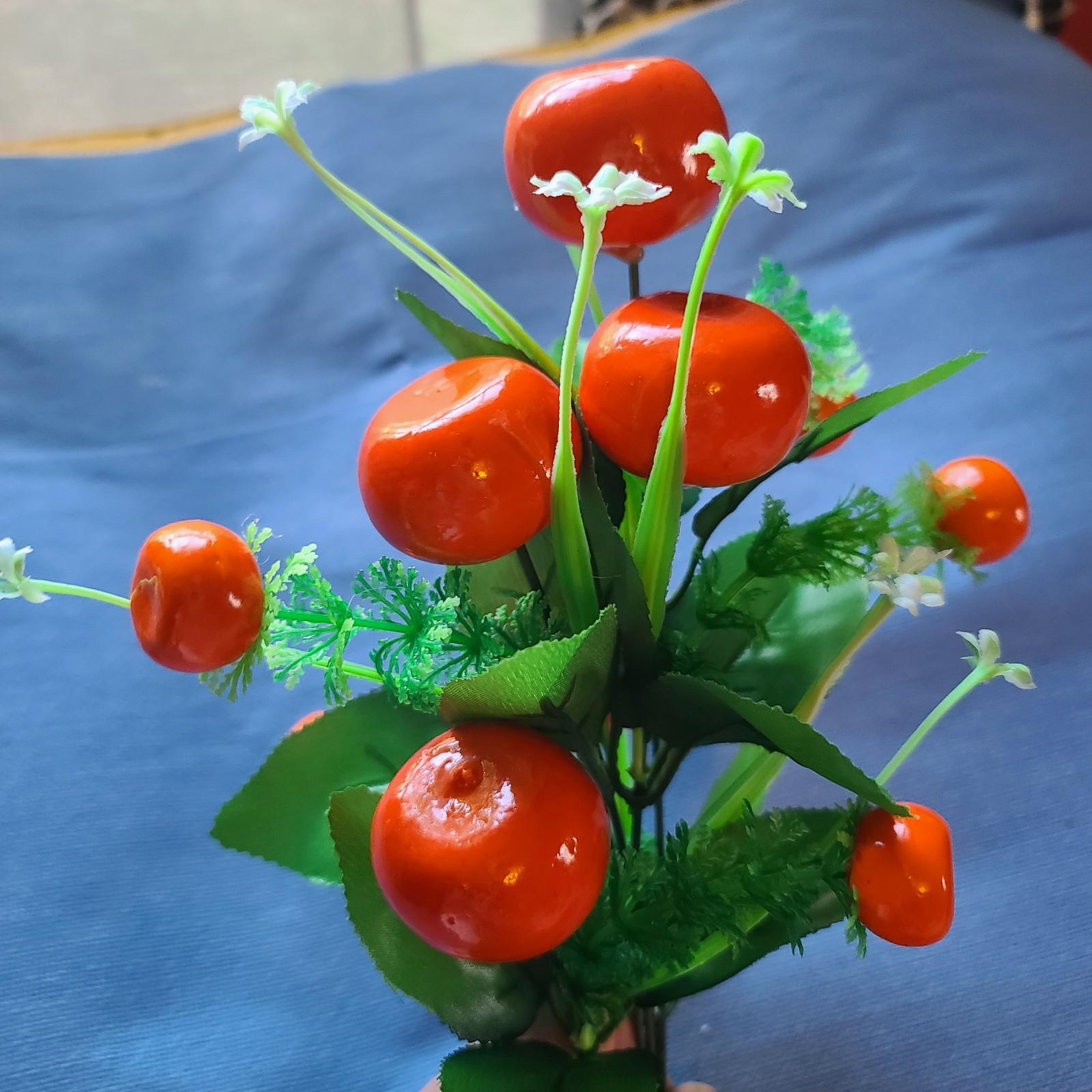 NOS Artificial Bunch Orange Fruit Decor Artificial Vase Bright 16″ Tall