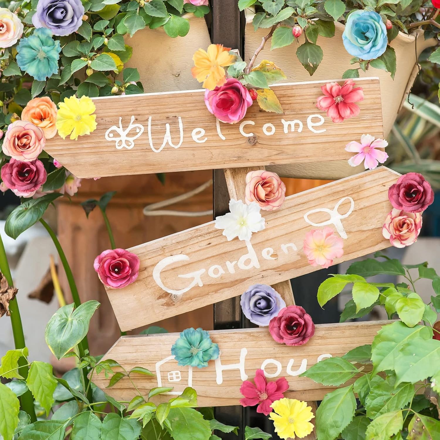 80 Pcs Faux Flower Heads Mini Artificial Flower Heads Fake Peony Daisy Rose Plum