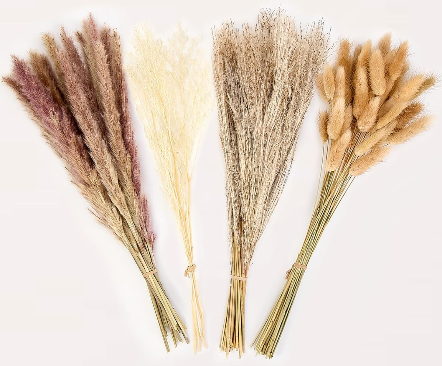 100 Pcs Pampas Grass Boho Decor, 17″ Dried Flowers Bouquet for Vase, Crafts, Boh