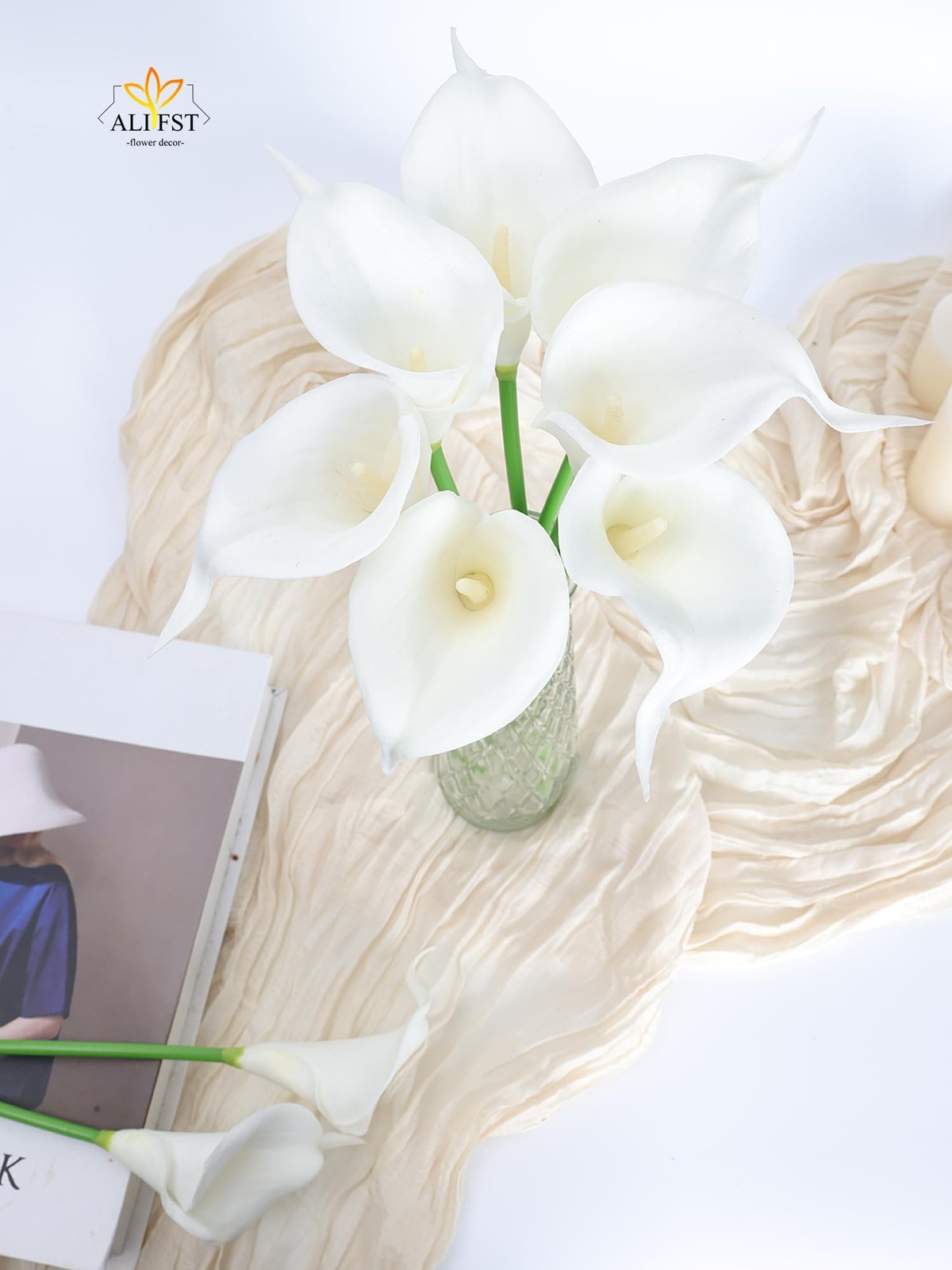 30Pack Real Touch PU Latex Artificial Calla Lily Flowers for Wedding Party and H