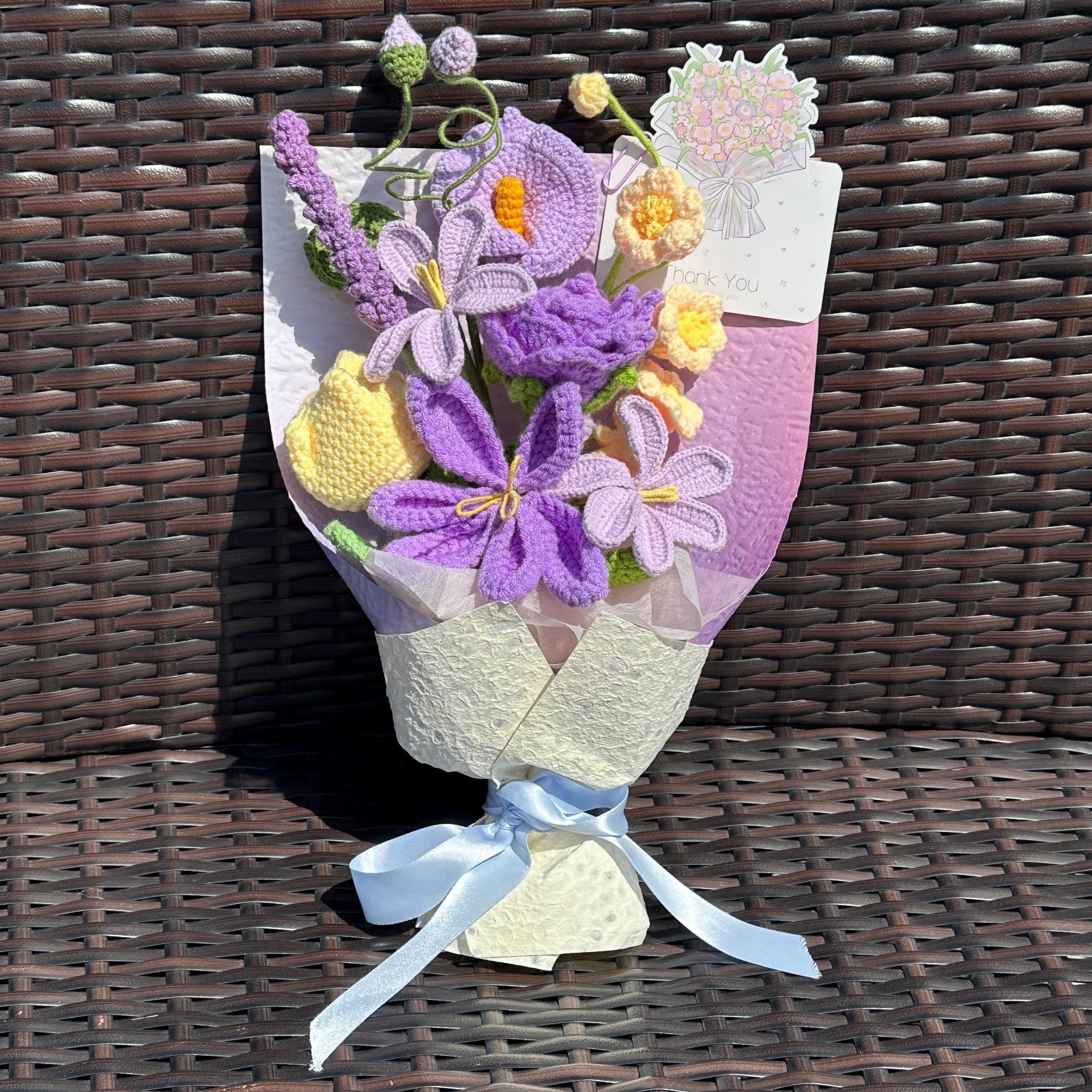 Crochet Flower Arrangement Yarn Bouquet Desk Decor Home Decor Keepsake Decor