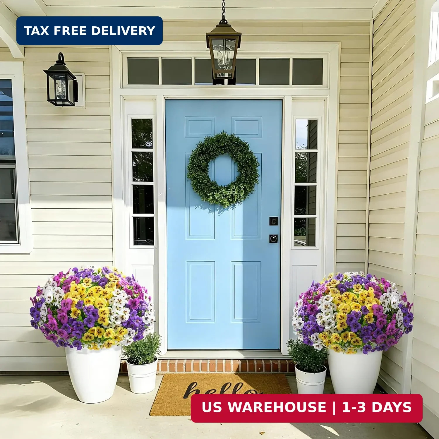 Ivydale 20PCS Artificial Fake Pansy Flowers for Outdoors Spring Sumer Decor, Fau